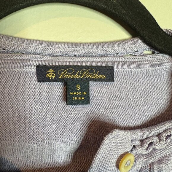 Brooks Brothers lavender periwinkle silk blend cardigan sweater - Picture 3 of 5